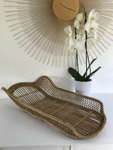 1 ⚜️ Ancien Joli Couffin en osier et Rotin Vintage Authentique