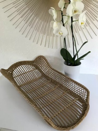 1 ⚜️ Ancien Joli Couffin en osier et Rotin Vintage Authentique
