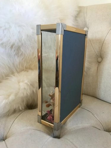 1 ⚜️ Ancien Vitrine Rectangulaire en Laiton Fleurs Séchées Vintage Authentique