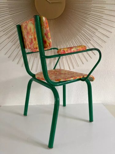 1 ⚜️ Ancienne Petite Chaise Enfant en Métal Vintage