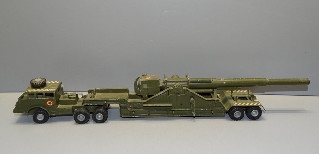 -1 CAMION + REMORQUE CANON MP MADE IN FRANCE  JOUET ANCIEN JUS DE GRENIER  D