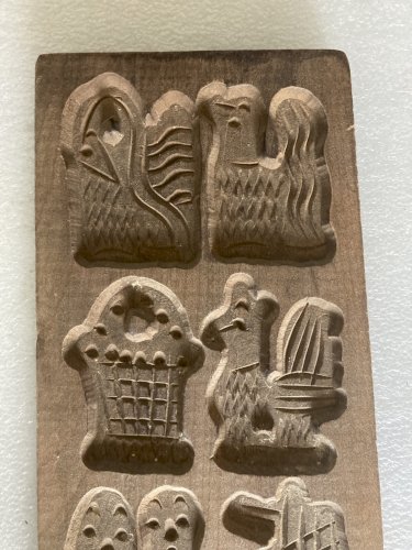 1 plaque en bois creusée moule à biscuits speculoos art populaire déco  vintage