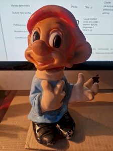 1 pouêt SIMPLET année 60's LEDRA élephant Blanche Neige et les 7 Nains 24 cm