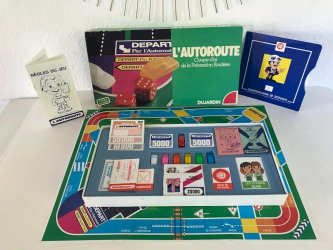 10⚜️ Ancien Jeu De Société L'autoroute Coupe D'or Prévention Dujardin Complet