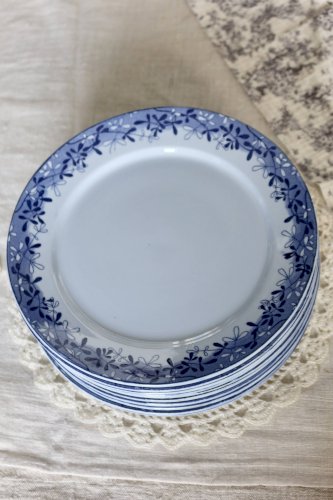 10 assiettes à dessert antiques U&C Sarreguemines modèle Mimosa