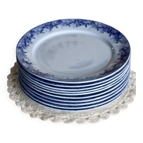 10 assiettes à dessert antiques U&C Sarreguemines modèle Mimosa