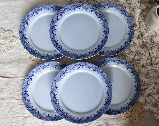 10 assiettes à dessert antiques U&C Sarreguemines modèle Mimosa