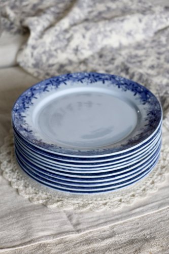 10 assiettes à dessert antiques U&C Sarreguemines modèle Mimosa