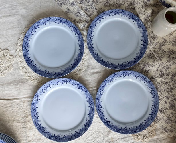 10 assiettes à dessert antiques U&C Sarreguemines modèle Mimosa