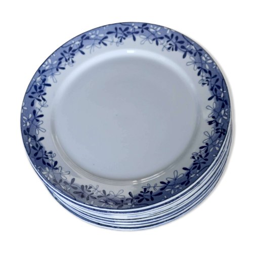 10 assiettes à dessert antiques U&C Sarreguemines modèle Mimosa