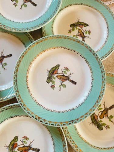 10 assiettes à dessert Badonviller « Les Oiseaux »