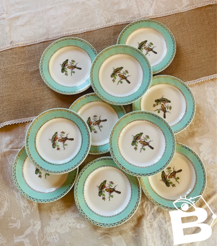 10 assiettes à dessert Badonviller « Les Oiseaux »