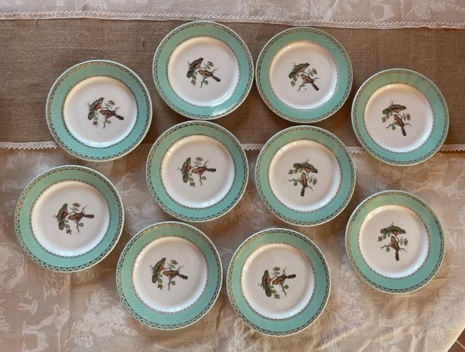 10 assiettes à dessert Badonviller « Les Oiseaux »