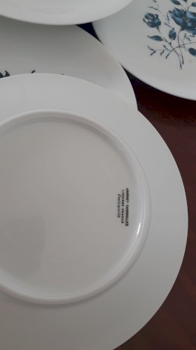 10 assiettes dessert bleu et or