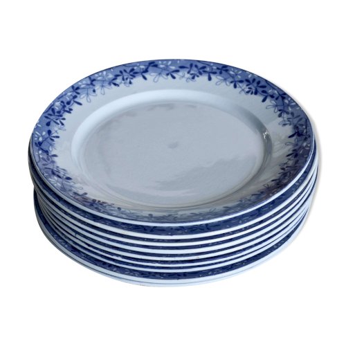 10 assiettes plates antiques U&C Sarreguemines modèle Mimosa