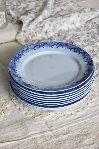 10 assiettes plates antiques U&C Sarreguemines modèle Mimosa