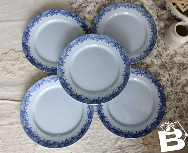 10 assiettes plates antiques U&C Sarreguemines modèle Mimosa
