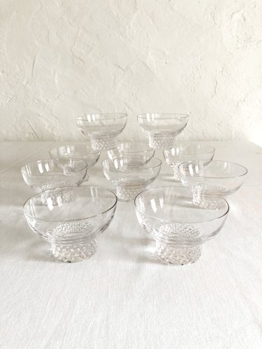 10 coupes à champagne en cristal, années 1950