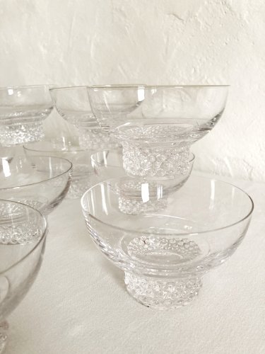 10 coupes à champagne en cristal, années 1950