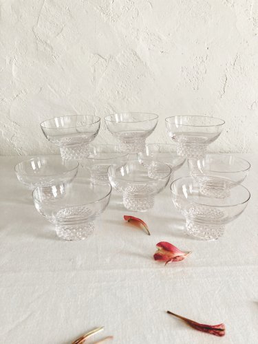 10 coupes à champagne en cristal, années 1950