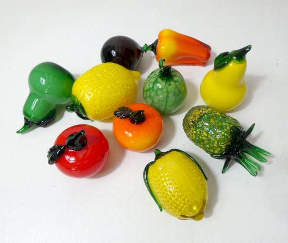 10 fruits en verre de Murano glass vintage style