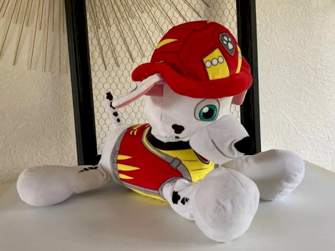 10 ⚜️ Peluche Doudou La Pat' Patrouille Paw Patrol Marcus Longueur 35 Cm