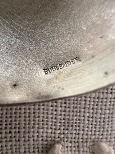 10 petites cuillères en métal argenté monogrammées, maison Boulenger