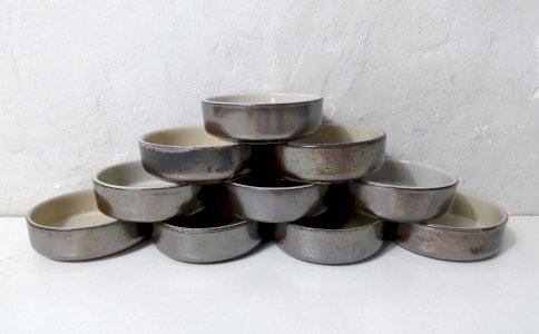 10 ramequins en grès crème brûlée