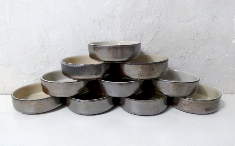 10 ramequins en grès crème brûlée