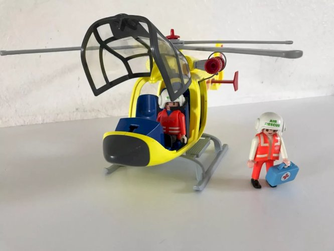 10⚜️ Véhicule Hélicoptère Jaune Playmobil 5428 Sauveteur en Montagne