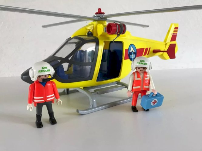 10⚜️ Véhicule Hélicoptère Jaune Playmobil 5428 Sauveteur en Montagne