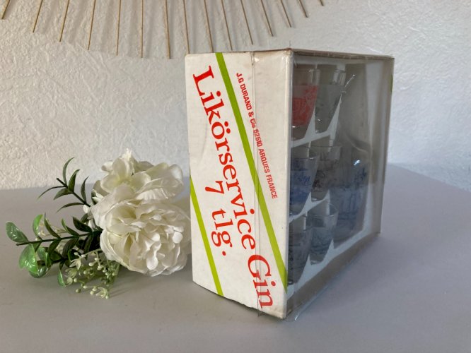 1024⚜️ Ancien Service à Liqueur Carafe et Verres 7 Pièces Gin Vintage