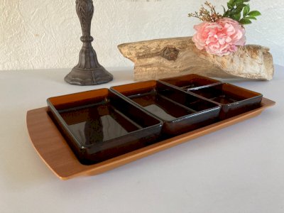 1024⚜️  Ancien Serviteur Apéritif Plateau Apéro Vereco France en Verre  Vintage