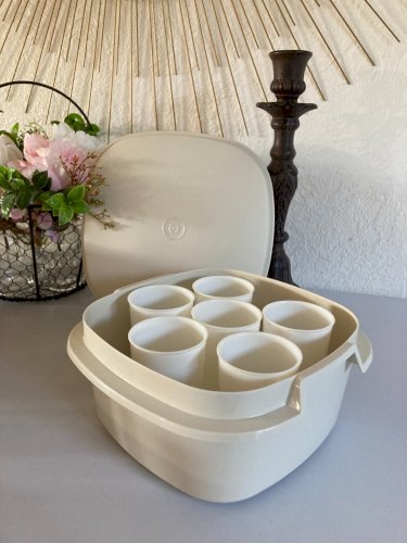 1024⚜️ Ancien Tupperware Yaourtière Orange Multiservices 9 Pots Vintage