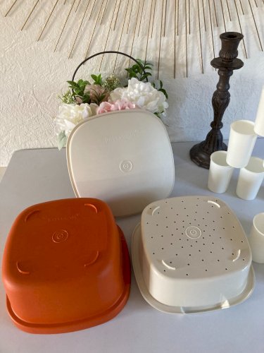 1024⚜️ Ancien Tupperware Yaourtière Orange Multiservices 9 Pots Vintage