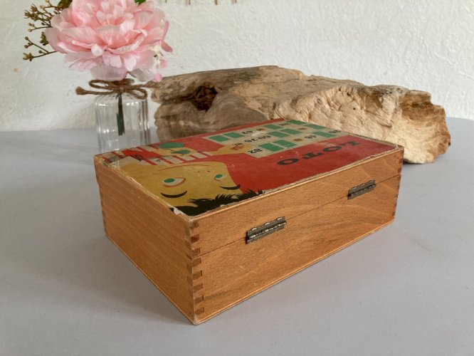 1024⚜️ Ancienne Boite en Bois Jeu de Société Le Loto Jeujura Complet