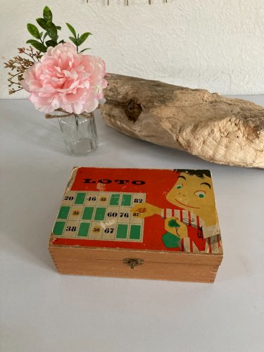 1024⚜️ Ancienne Boite en Bois Jeu de Société Le Loto Jeujura Complet