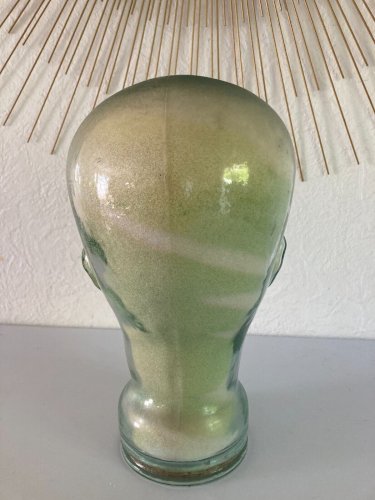 1024⚜️ Ancienne Tête en Verre Sels de Mer Tête Décoration Hauteur 29 Cm Vintage