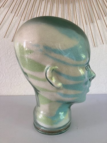 1024⚜️ Ancienne Tête en Verre Sels de Mer Tête Décoration Hauteur 29 Cm Vintage