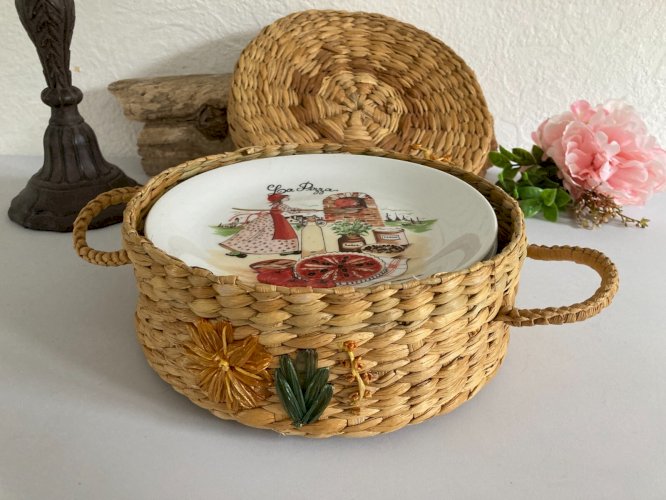 1024⚜️ Lot de 6 Assiettes à Pizza en Porcelaine L'hirondelle Diamètre 19 Cm