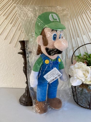 1024⚜️ Peluche Doudou Luigi Neuf Avec Étiquette Sous Blister Hauteur 40 Cm