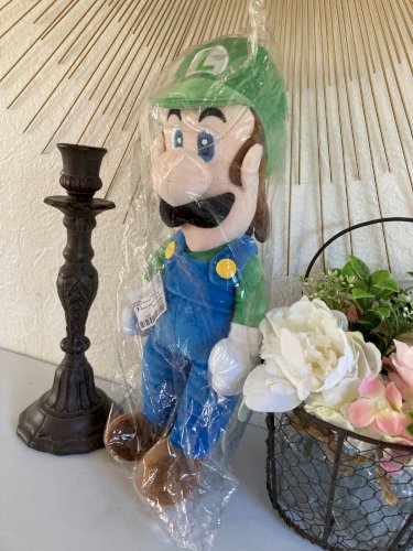 1024⚜️ Peluche Doudou Luigi Neuf Avec Étiquette Sous Blister Hauteur 40 Cm