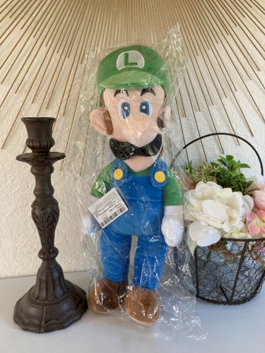 1024⚜️ Peluche Doudou Luigi Neuf Avec Étiquette Sous Blister Hauteur 40 Cm