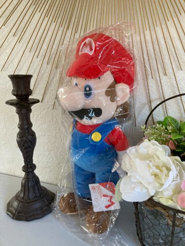1024⚜️ Peluche Doudou Mario Neuf Avec Étiquette Sous Blister Hauteur 40 Cm