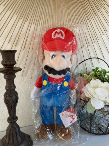 1024⚜️ Peluche Doudou Mario Neuf Avec Étiquette Sous Blister Hauteur 40 Cm