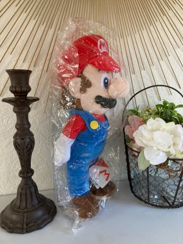 1024⚜️ Peluche Doudou Mario Neuf Avec Étiquette Sous Blister Hauteur 40 Cm
