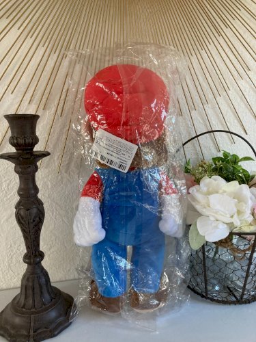 1024⚜️ Peluche Doudou Mario Neuf Avec Étiquette Sous Blister Hauteur 40 Cm