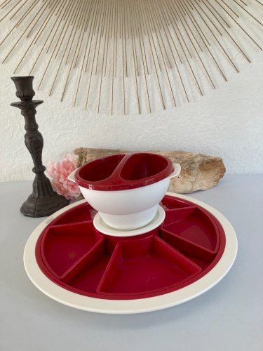 1024⚜️ Tupperware Plat Service Plateau Réception et Fondue Choco Avec Pics Neuf