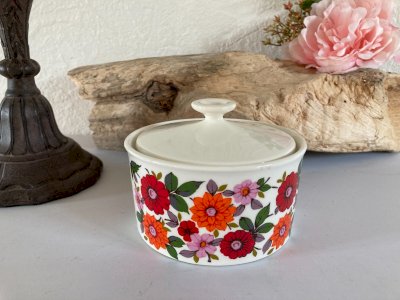 1024⚜️Ancien Sucrier Gien France Coralie Céramique Décor Fleurs Diamètre 11,5 Cm