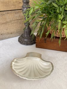 1025⚜️ Vintage Shell Shaped Butter Dish Saint Jacques Silver Plated 3 G and Its Saucer